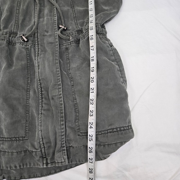 Splendid Utility Jacket XS Gray Lyocell Linen Blend Hooded Cargo Anorak Coat - Picture 7 of 11